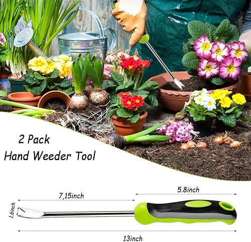 Miniatura 5 de Ysglory Herramienta extractor de malezas, herramienta de deshierbe de diente de león, herramientas de deshierbe de mano de jardinería con mango