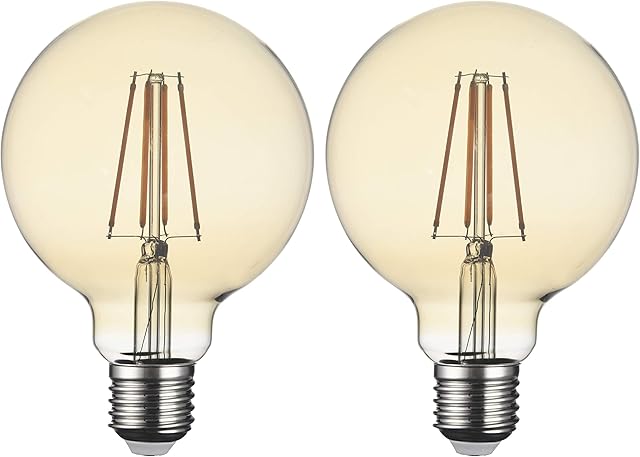 SD LUX E27 8W Dimmable LED Bulbs Globe Vintage Filament Led Light Bulbs,G95 Amber No Flicker Screw Edison LED Bulbs-8W 810LM (75W Equivalent) Warm White 2700K, 2 Packs[Energy Class A+]