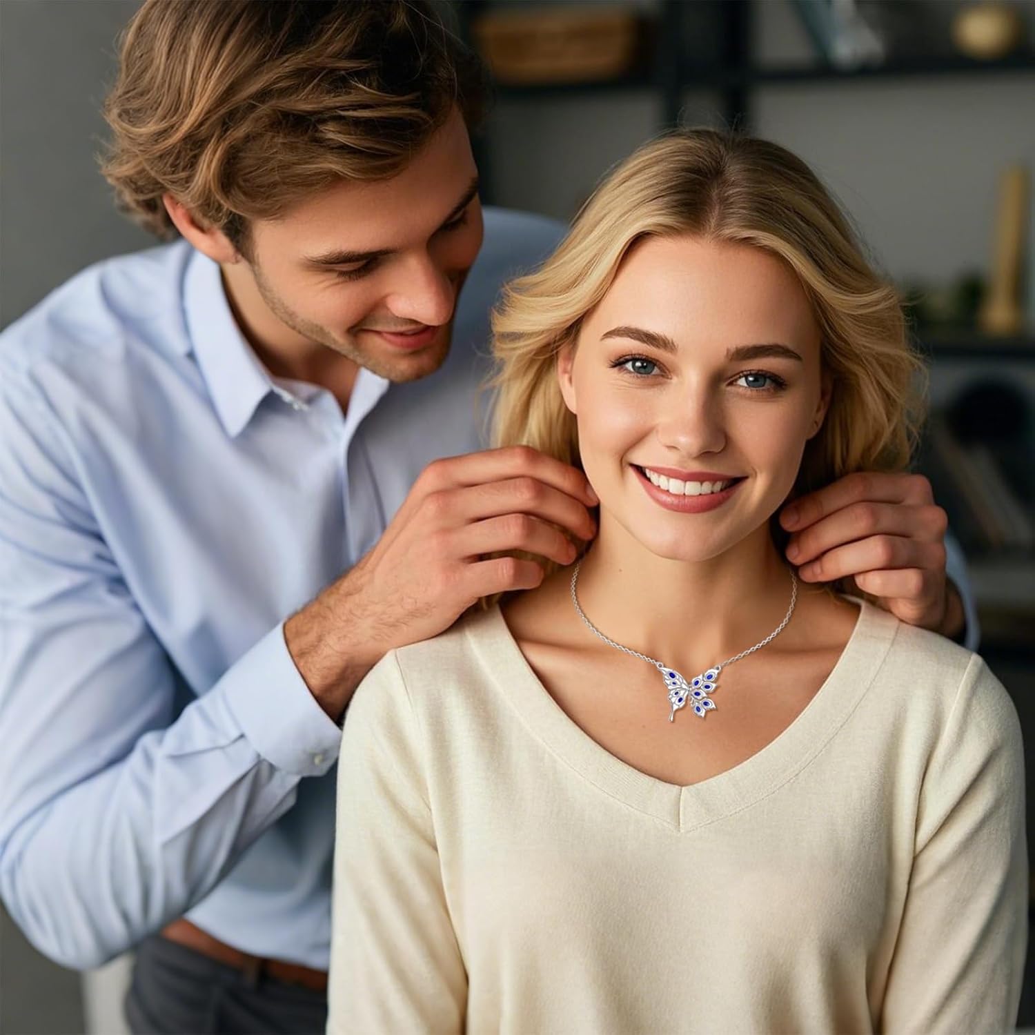 VONALA Butterfly Necklace Peacock Feathers for Women 925 Sterling Silver Pendant Necklace Vintage Western Butterfly Jewelry Birthday Gifts - Image 2