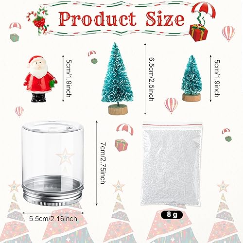 Miniatura 2 de Queekay Paquete de 26 globos de nieve transparentes, incluye frascos de plástico, recipientes de resina, Navidad, Papá Noel, muñeco de nieve,