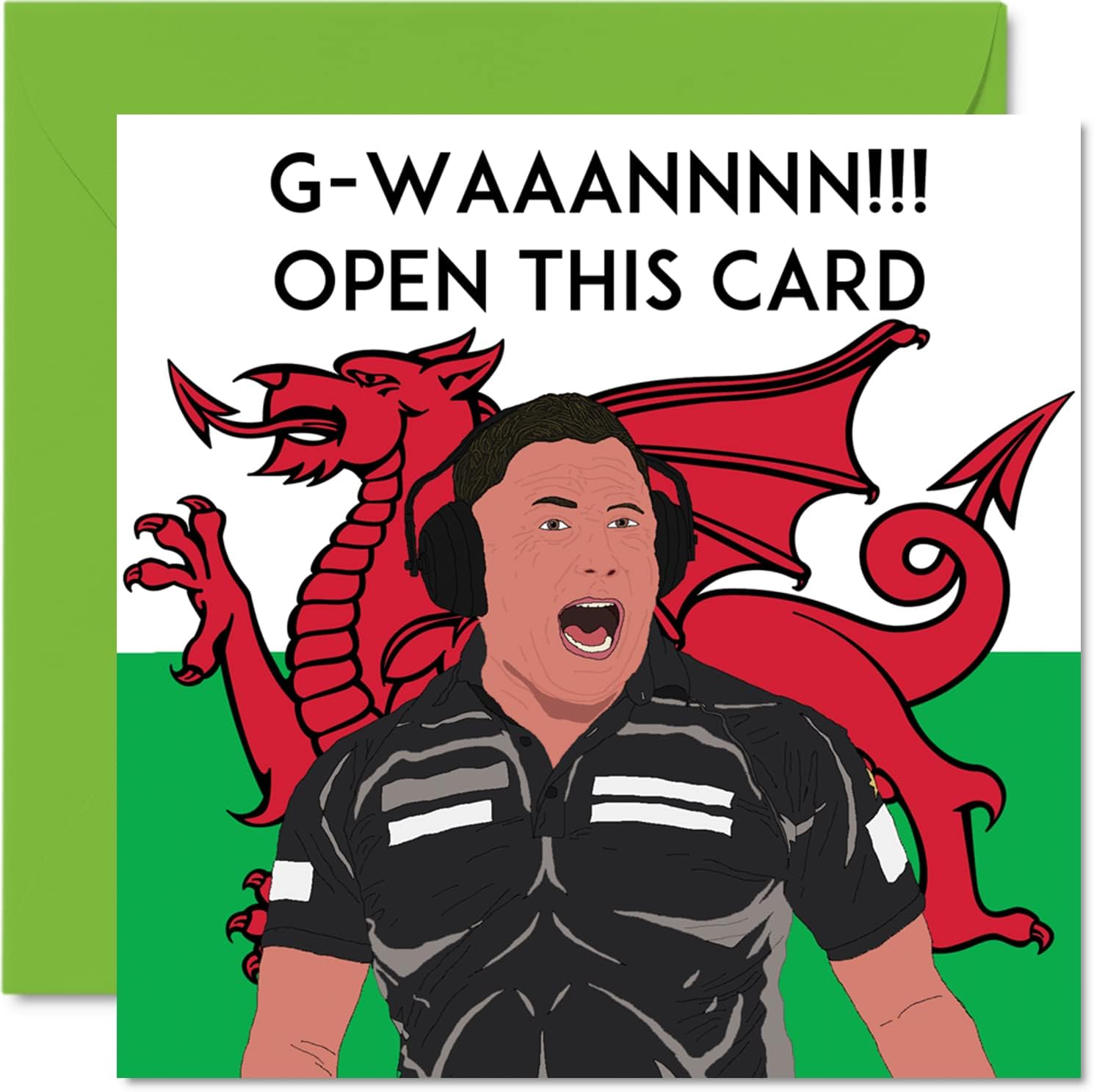 Darts Birthday Cards for Men Women - G-WANNN - Happy Birthday Card for Mum Dad Sister Brother Daughter Uncle Auntie, 145mm x 145mm Welsh Wales Cymru Cymraeg Humour Sports Dart Greeting Cards