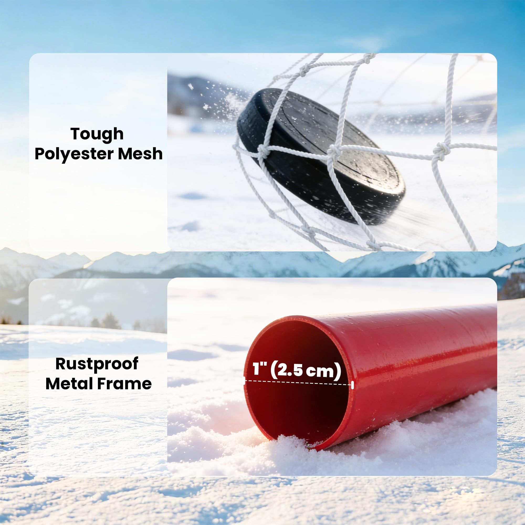 Soozier Mini Hockey Goal, Easy Setup Hockey Net with Metal Frame, Lightweight & Portable, Indoor & Outdoor Training Equipment - 4