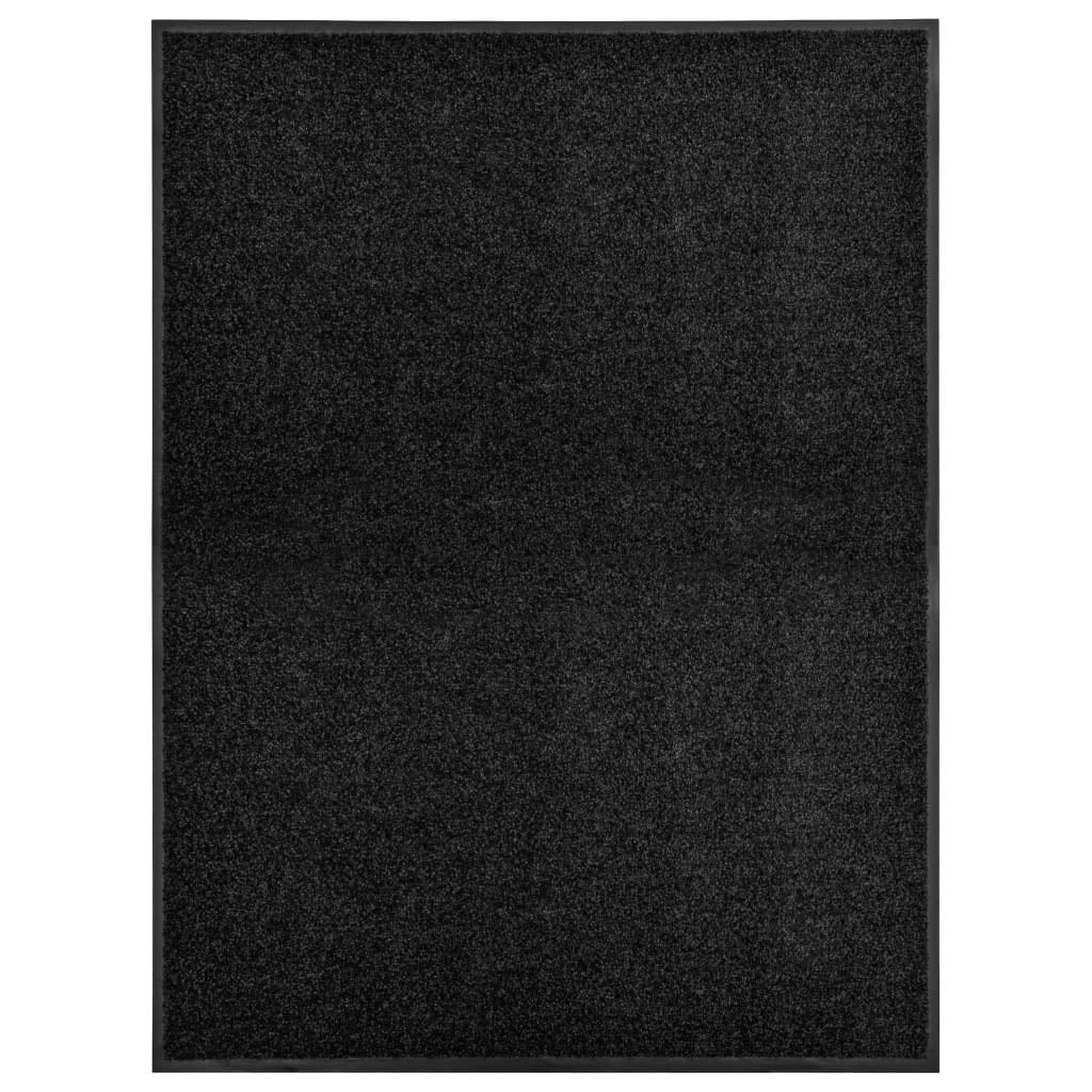 Paillasson lavable noir 90x120 cm anti-poussière pour sols toujours propres