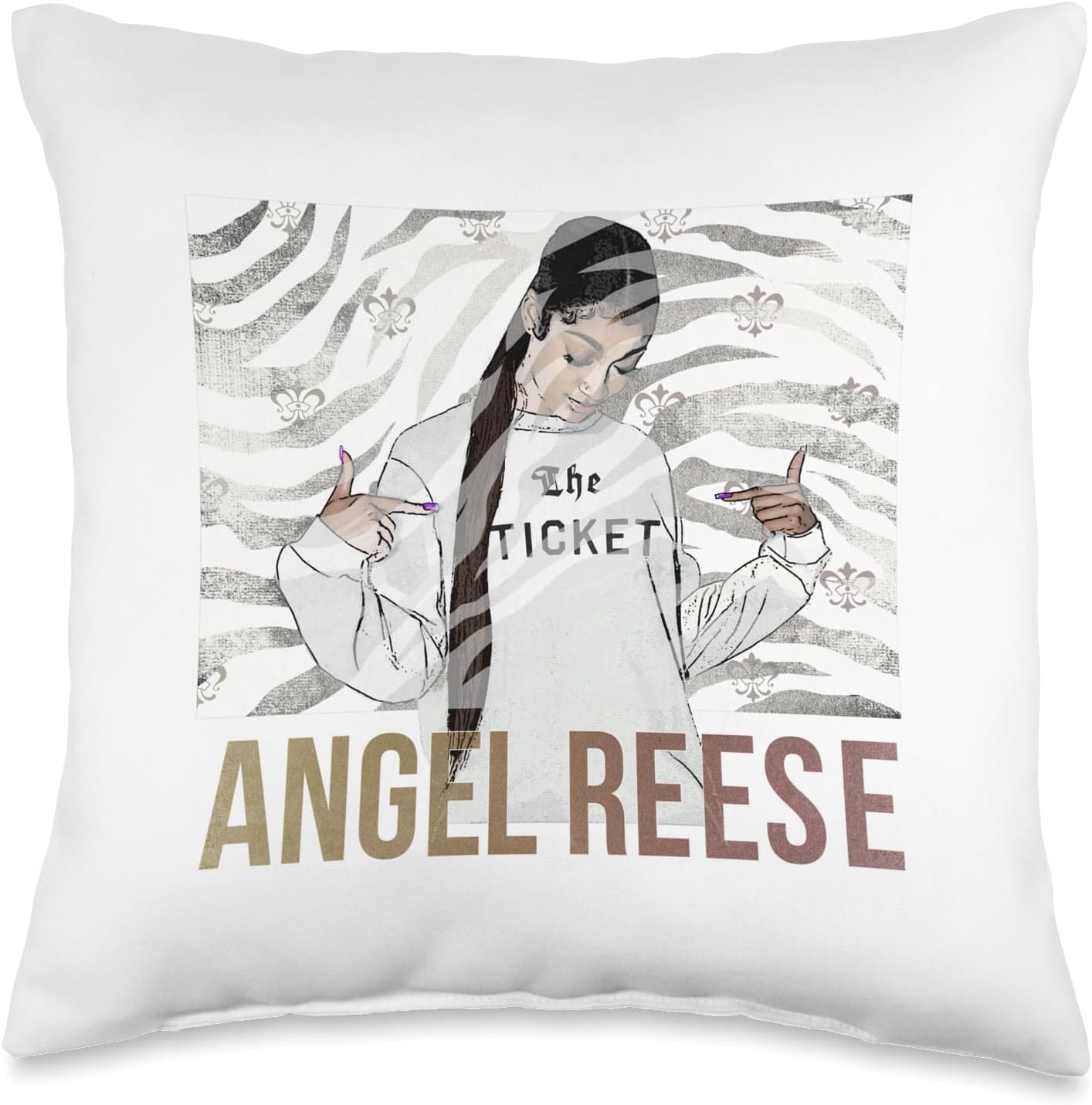Angel Reese Official Merch The Ticket Throw Pillow