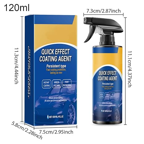 Car Coating Spray, 120ml Car Scratch Repairing Agent, Quick Effective Coating S-Pray,C-ar Scratch Wax Polish Spray Waterless Wash, Oil Film Emulsion Glass Cleaner