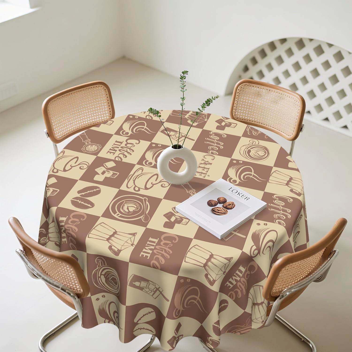 Tablecloth Round 60 * 60inch Washable Table Cover Wildflowers Floral for Kitchen Dinning Round Tables, Coffee