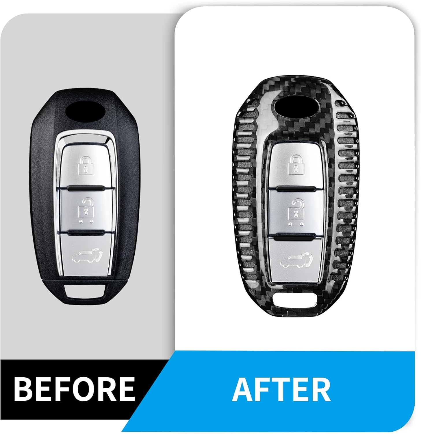 T-carbon Key Fob Cover with Keychain fits Infiniti QX60 2023;Real Carbon Fiber Key Fob Case Shell Protector Fits Infiniti Q50 Q60 2022 2024 QX50 QX55 QX60 Smart Remote Keyless Entry Accessories Black