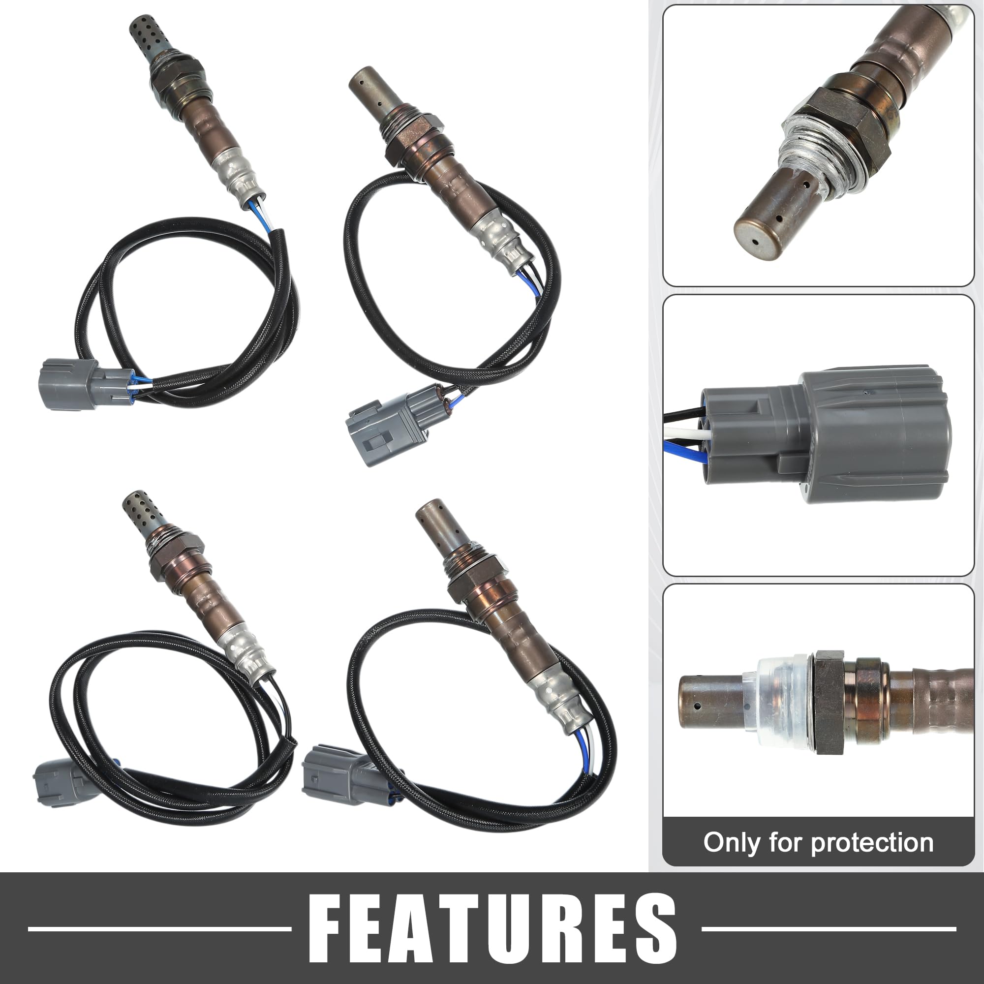 A ABSOPRO Sensor De Oxígeno O2 Para Toyota Rav4 2001-2003 4 Piezas | Oe 8946742010/8946742020/8946542090/8946542100, Posiciones Delantero Trasero Arriba Izquierda Derecha, M18X1.5, 4 Pines
