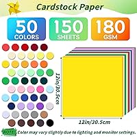 Vista 2 de Papel Cartulina de 50 Colores a Granel 12" x 12", 150 Hojas 250gsm/92 lb