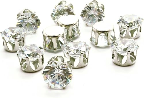 Miniatura 4 de 50x 10mm coser en Rhinestones Diamantes diamantes cristales para artes, artesanías, ropa, scrapbook adorno o decoracionesen plata carcasa Setting