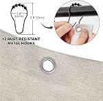 Linen Scalloped Rideaux de douche Beige étanches Rideaux pour salle de bain 180 * 180cm avec 12 Crochets métalliques