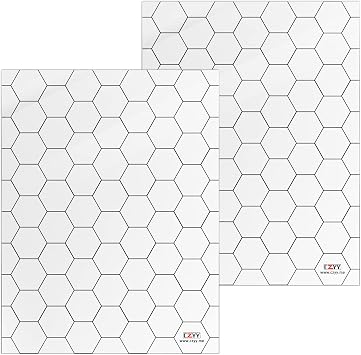 CZYY Acrylic Game Mat 1" Hex Grid Overlay Set of 2, 7"x9" Battle Map Board Clear & Durable - Great for Dungeons and Dragons, Pathfinder and Other Tabletop RPG