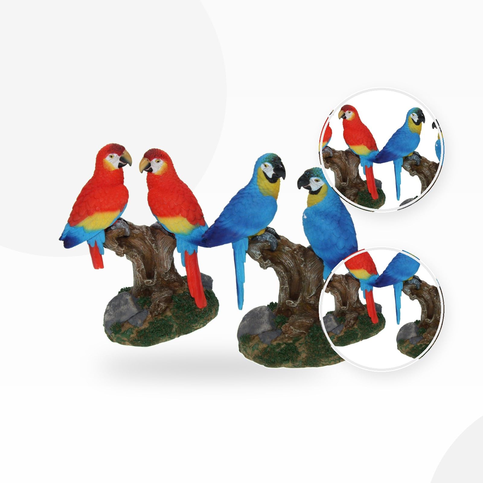 Cornelißen Set di 2 statuette di animali in poliresina, coppia di pappagalli