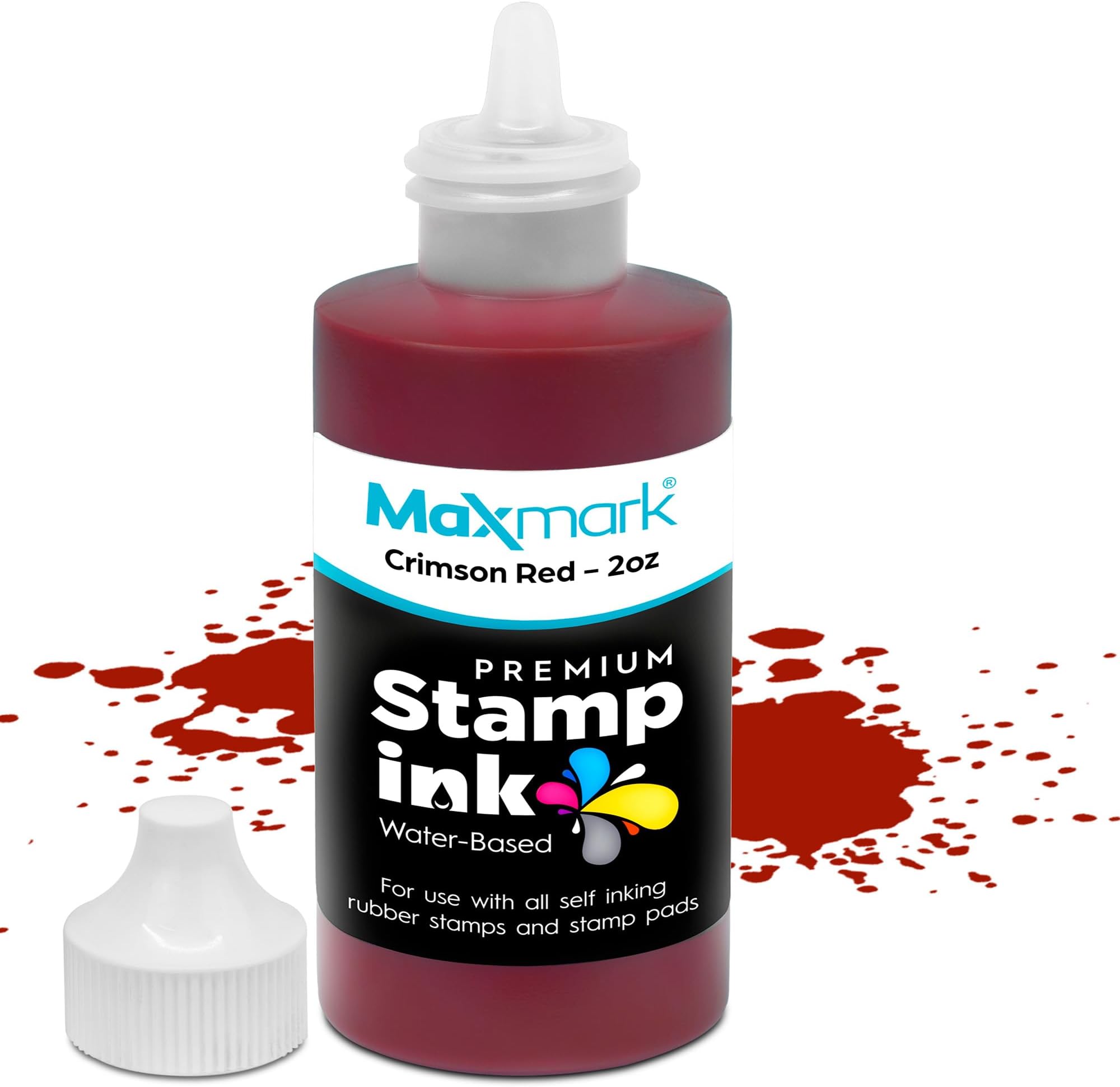 MaxMark Premium Refill Ink for self Inking Stamps and Stamp Pads, Crimson Red Color - 2 oz.