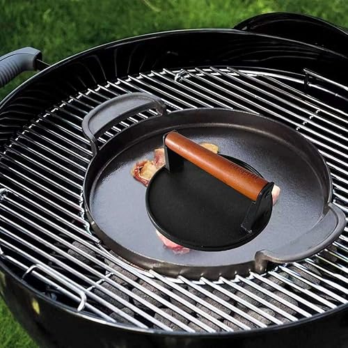 Miniatura 3 de Firsgrill 7421 Plancha gourmet de hierro fundido de 12 pulgadas con sistema de barbacoa para Weber y principalmente parrilla de gas con wok lateral