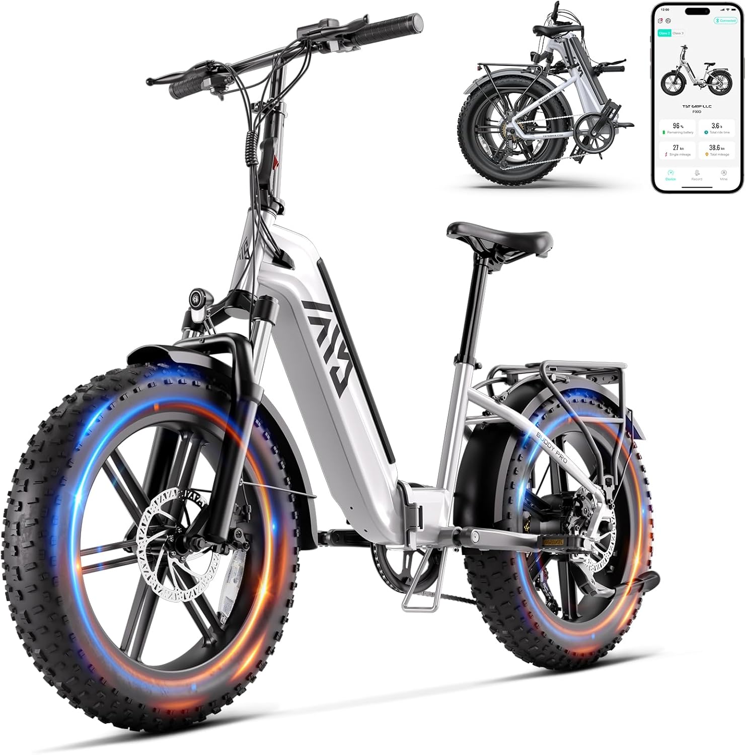 TST Folding Electric Bike for Adults, 1000W Peak Motor Ebike with 48V 15Ah Removable Battery, Max Range 60 Miles 25 MPH Electric Bicycle, 20" Fat Tire All Terrain E Bike
