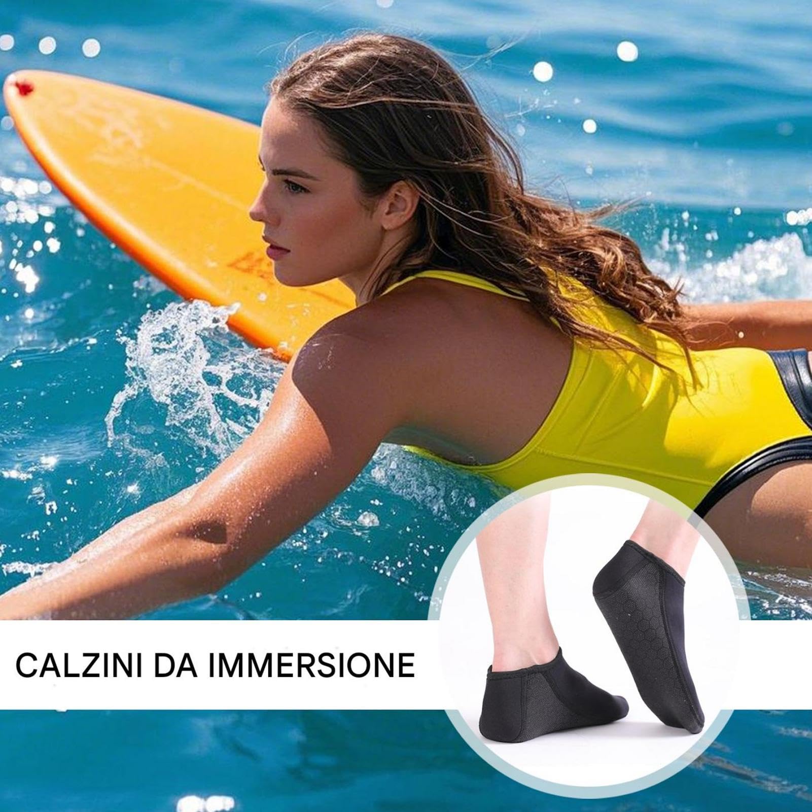 Generico Skarpety do pływania, skarpety do nurkowania - 2 x skarpetki do płetwy wodnej | Buty do trampoliny, sprzęt surfingowy, obuwie unisex dla mężczyzn i kobiet