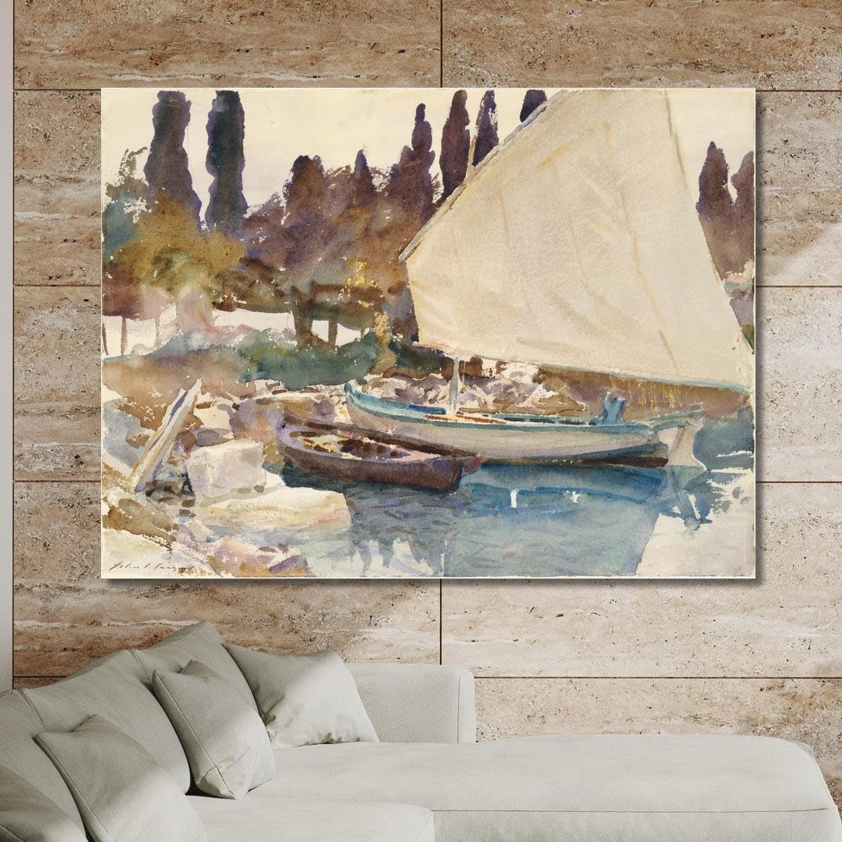 CheQuadro! Barche 2 John Singer Sargent, jss24 Quadro Stampato su Tela, 100x70 cm