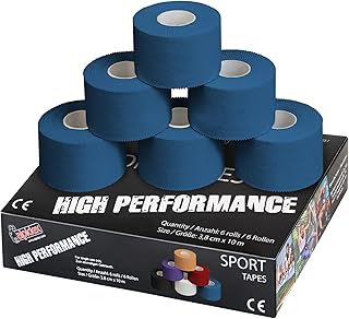 ALPIDEX 6 x Cinta Adhesiva Deportiva 3,8 cm x 10 m Sport Tape 100% Algodón Inelástica Balonmano Fútbol Voleibol Escalada
