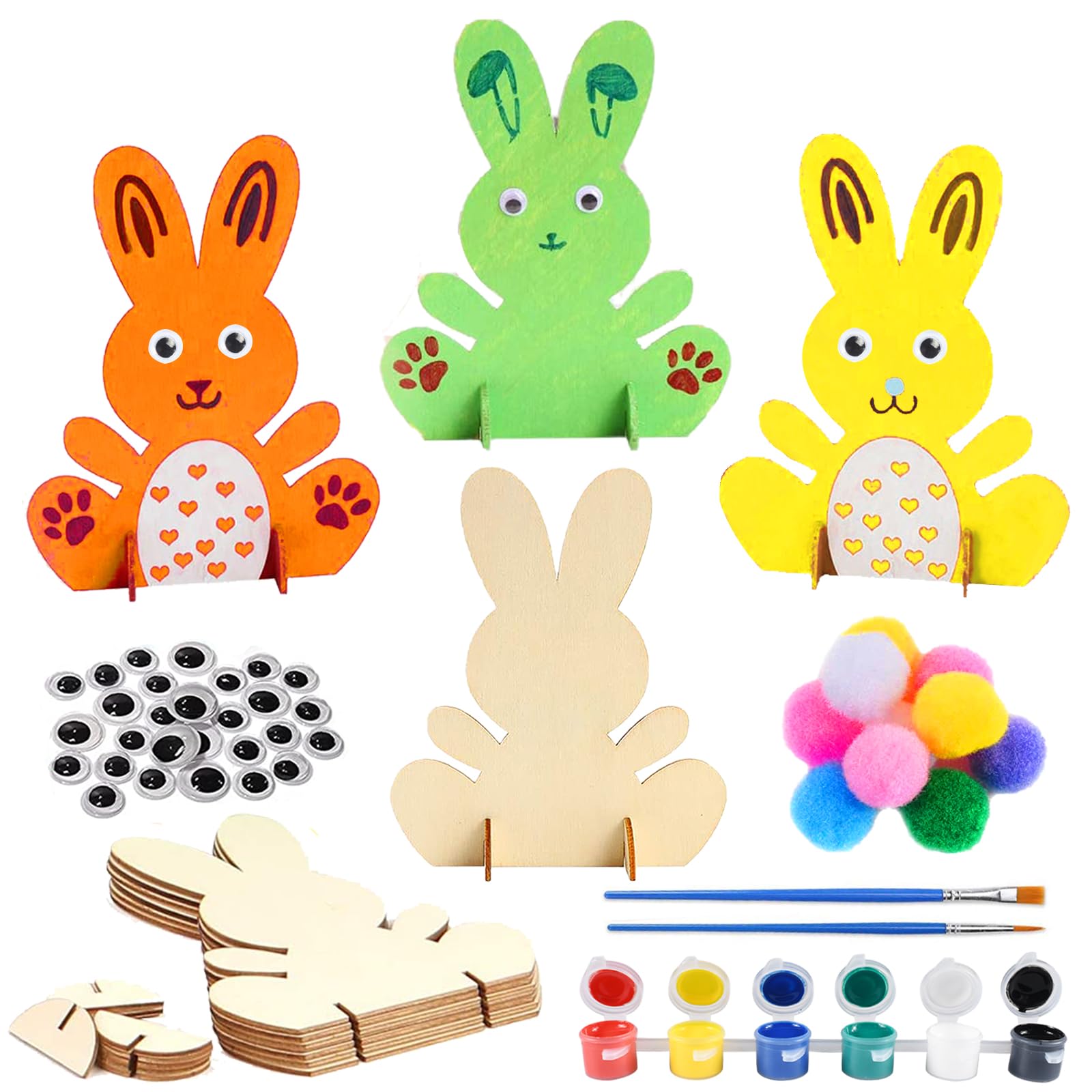 Kit fai da te per decorazioni pasquali a forma di coniglietto: set di pittura su legno - Italia