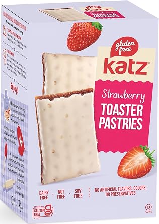 Katz Gluten Free Toaster Pastries. Strawberry. Easy Breakfast Food Or Anytime For Adults & Kids. Gluten Free. Dairy Free, Nut Free, Peanut Free, Soy Free. Snacks For Adults Kosher 8 OZ Pack Of 1