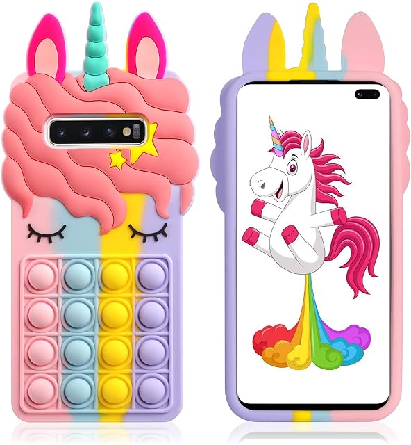 Vunake for Samsung Galaxy S10 Plus Case for Kids Girls Galaxy S10 Plus Phone Case Poppet Fidget Case Heavy Duty Bumper Silicone Shockproof Protective Phone Case Cover for Samsung S10 Plus - Unicorn