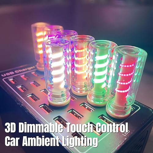Miniatura 2 de Luces USB para automóvil, control táctil regulable 3D, iluminación ambiental para automóvil, luz nocturna USB enchufable, estilo retro, mini