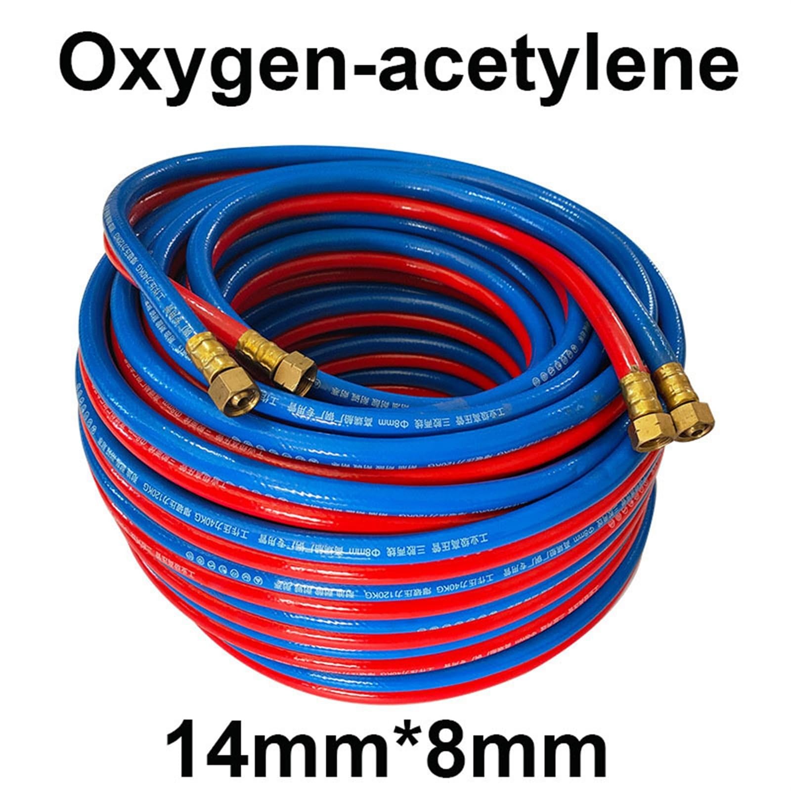 Manguera de soldadura Manguera de aire oxígeno y acetileno goma trenzada, tubo soldadura Gas Industrial alta presión soplado, 1/3/5 metros, 8mm x 14mm, 60 Bar(Red,7Meters)