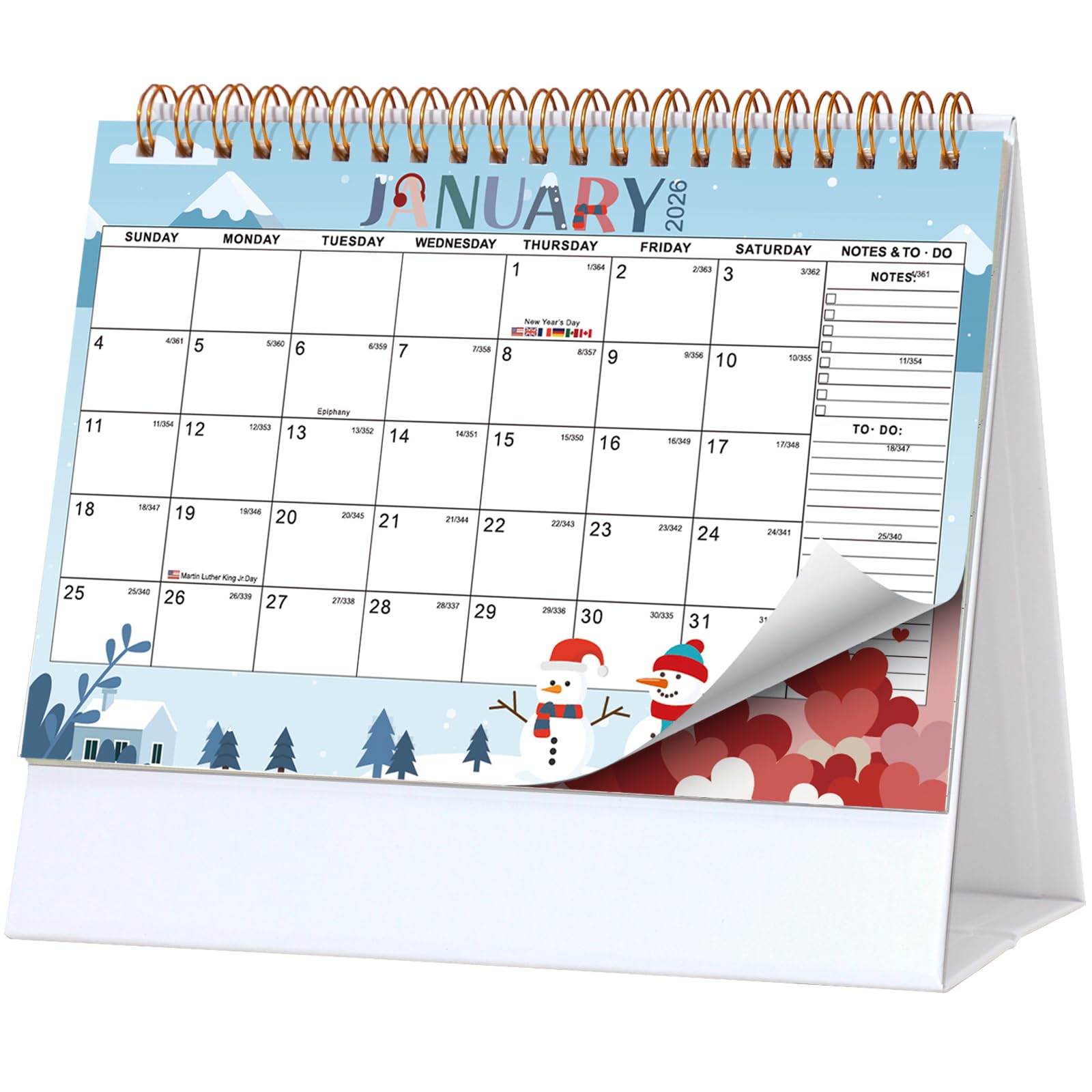 Calendario de escritorio 2024-2025, calendario de escritorio de julio de 2024 a diciembre de 2025, calendario de escritorio pequeño con diseño temático de 18 meses, calendario de escritorio abatible