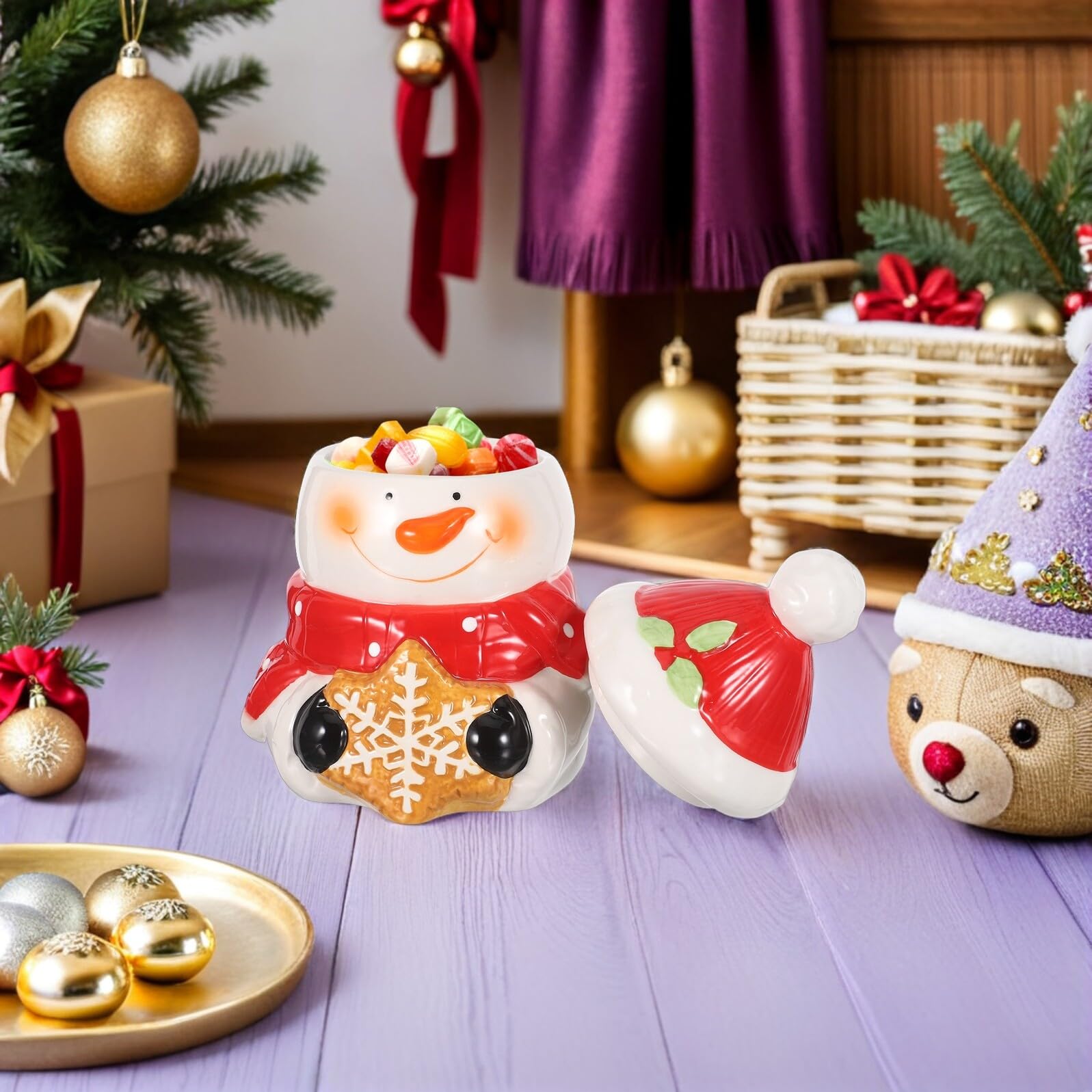 ULTECHNOVO Pot De Bonbons Biscuits Boîte à Biscuits De Noël Boîtes De Faveur De La Fête De Noël