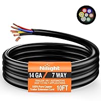 Vista 19 de Nilight 50049R - Cable de remolque de 7 vías de 8 pies de alta resistencia con enchufe de 7 entradas alineadas para camión, camper, hoja moldeada