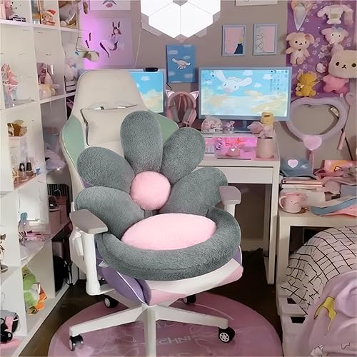 Miniatura 2 de Ditucu Cojín de asiento con forma de flor, cómodo cojín Kawaii para silla de juegos, 19 pulgadas, cojín de suelo para sofá perezoso, oficina, cosas