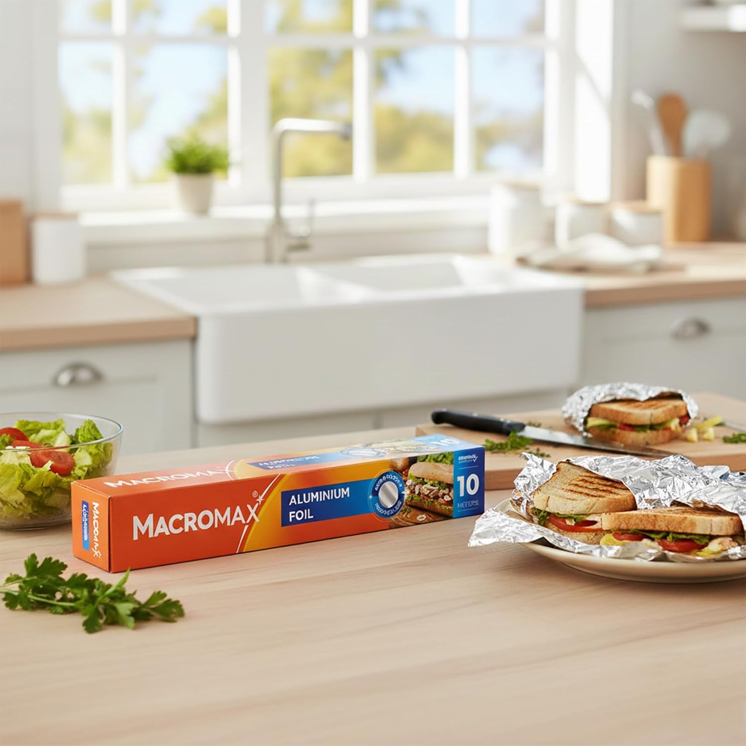 Macrofresh MacroMax 11-Pc Ultimate Kitchen Essentials Bundle: Cling Film, Foil, Baking Paper, Ultra-Absorbent Sponge Cloths, Patterned Cleaning Rags & Deep-Foam Sponges