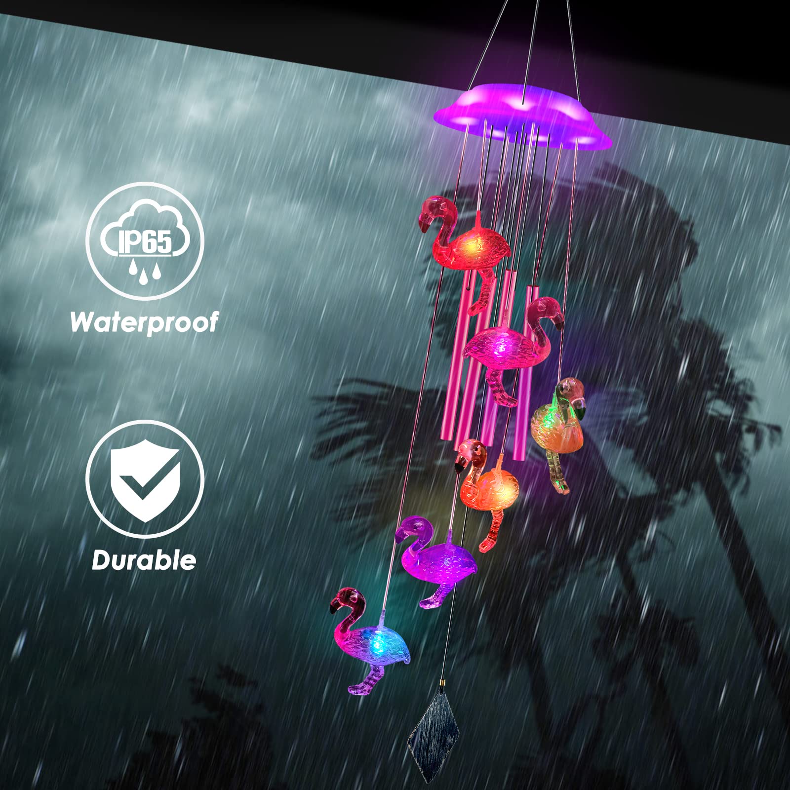 Lampe De Jardin,Carillon éolien Solaire à Couleur Changeante, Boule De