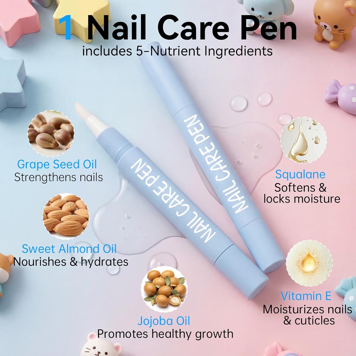 3 PCS Nail Art Pens Removal Kit, Includes 2 Nail Pen Removers &1 Nail Care Pen, Perfect Companion for Nail Art Pens Markers, Easy Cleanup, Correcting Mistakes & Care