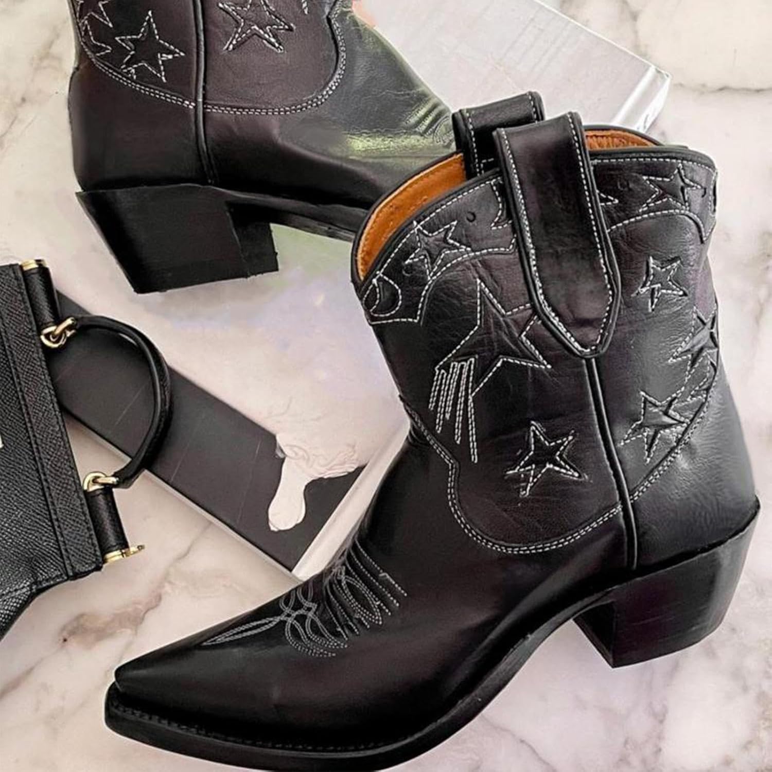 KaroNairy 3 Inch Black Platform Ankle Boots Round Toe Non Slip Work Chelsea Booties for Women - Image 3