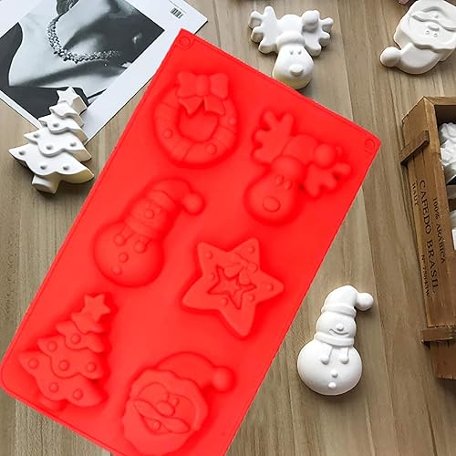 Miniatura 7 de Paquete de 3 moldes de silicona de Navidad, molde de silicona antiadherente de gran tamaño, molde de silicona con forma de árbol de Navidad, Papá