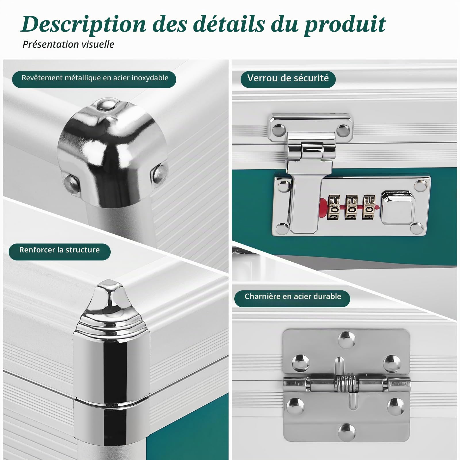 Glosen Boîte à Pharmacie avec code, Boîte de Rangement Médicale, Boite Medicaments à serrure à combinaison, Coffre de Rangement Medicament à serrure combinée Verrouillable