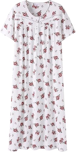 Camicia da Notte Donna Cotone Estiva Vestito Lungo a Maniche Corte - camicia da notte