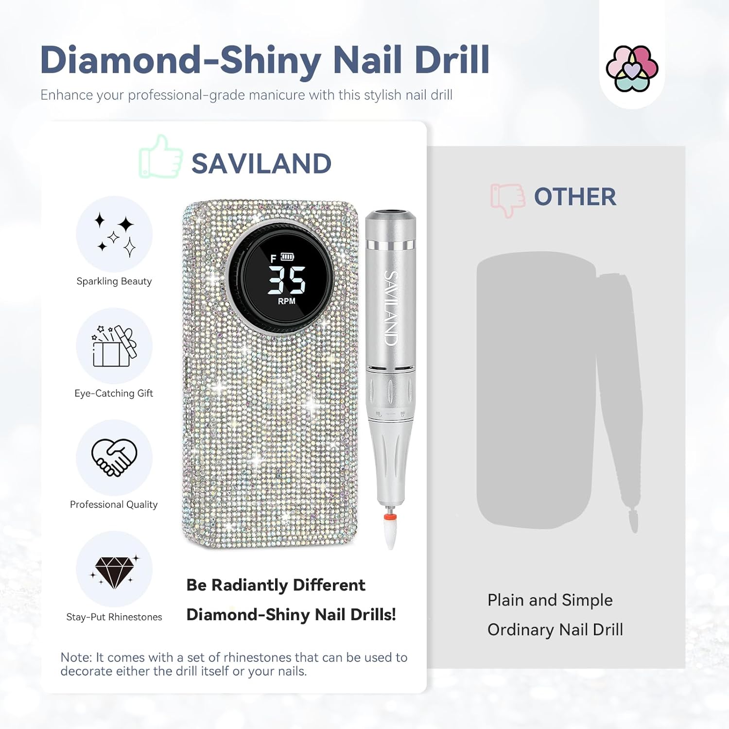 SAVILAND Professionl Nail Drill Kit & Jamaican Black Castor Oil for Hair Growth: Diamond Shiny | 35000RPM Electric Nail Drill Machine | Nail Drill Kit Professional Drill Bits Drill Nail File Buffer