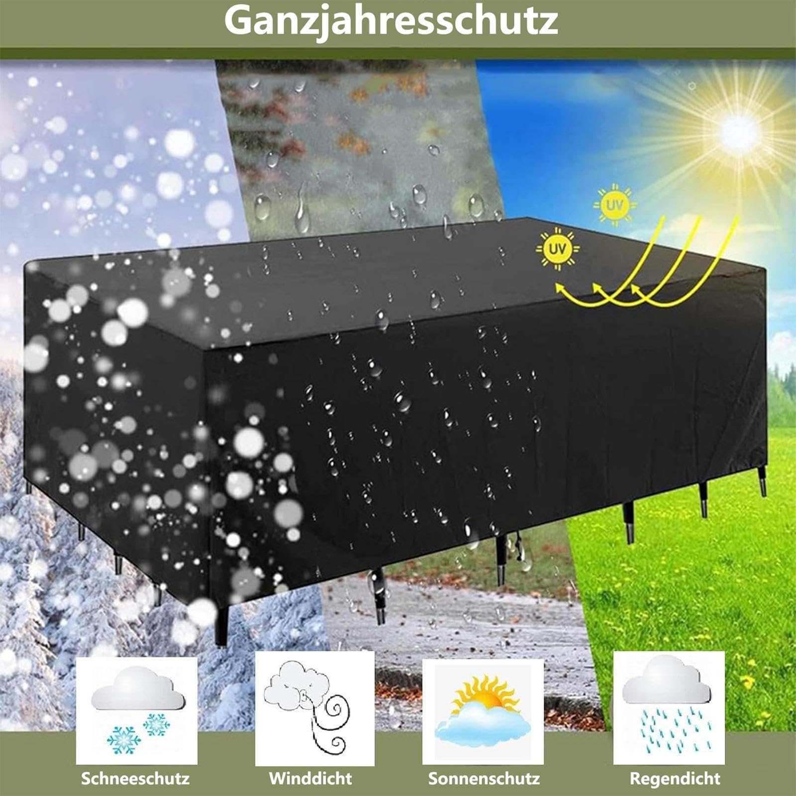 Housse Table De Jardin 230x165x90cm (LxWxH) Imperméable