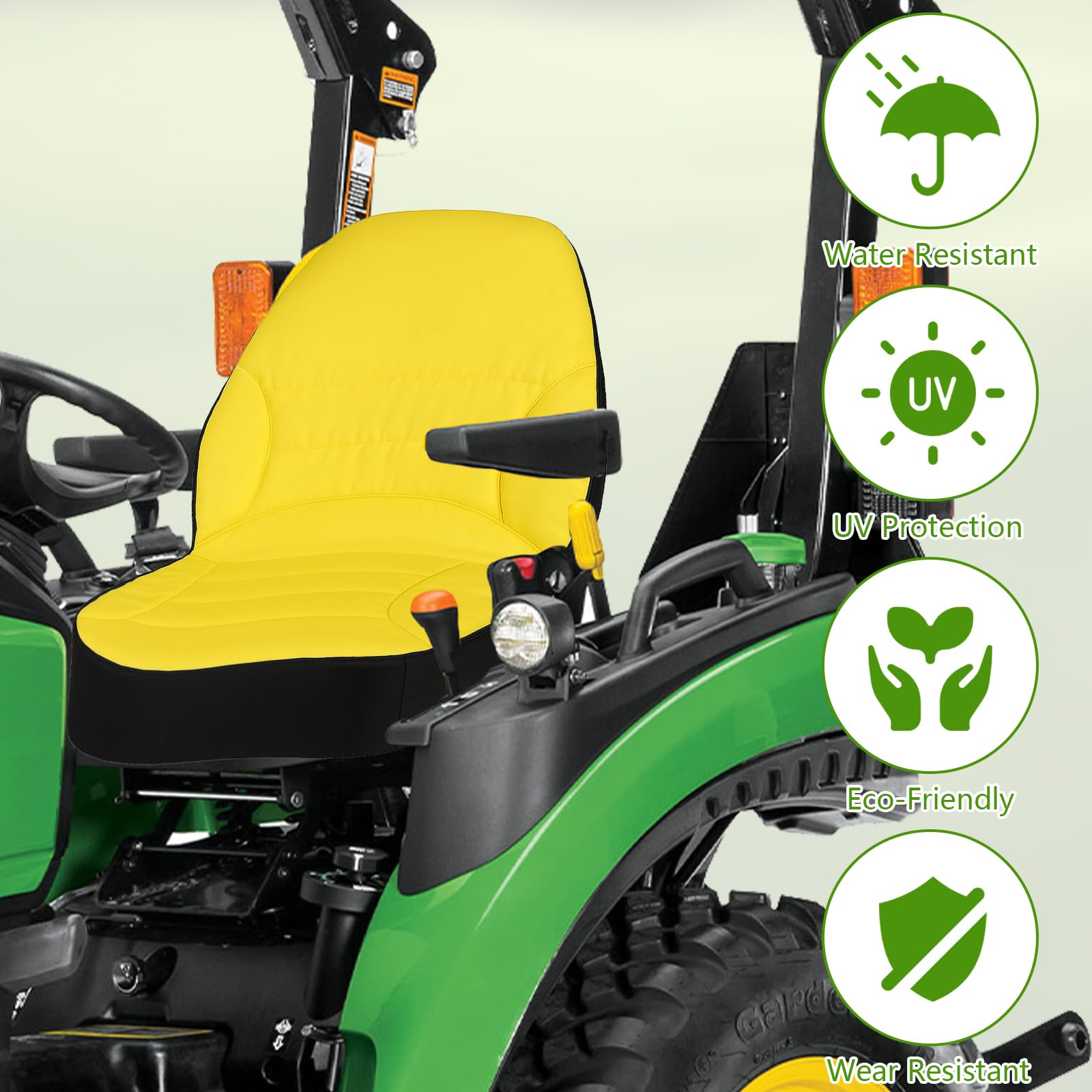Funda de Asiento para cortacésped Tractor, Tela Oxford 300D, Funda LP68694 Compatible con John Deere Tractor & Gator 1025R 2025R, Resistente a la Intemperie hasta 45 × 12 cm