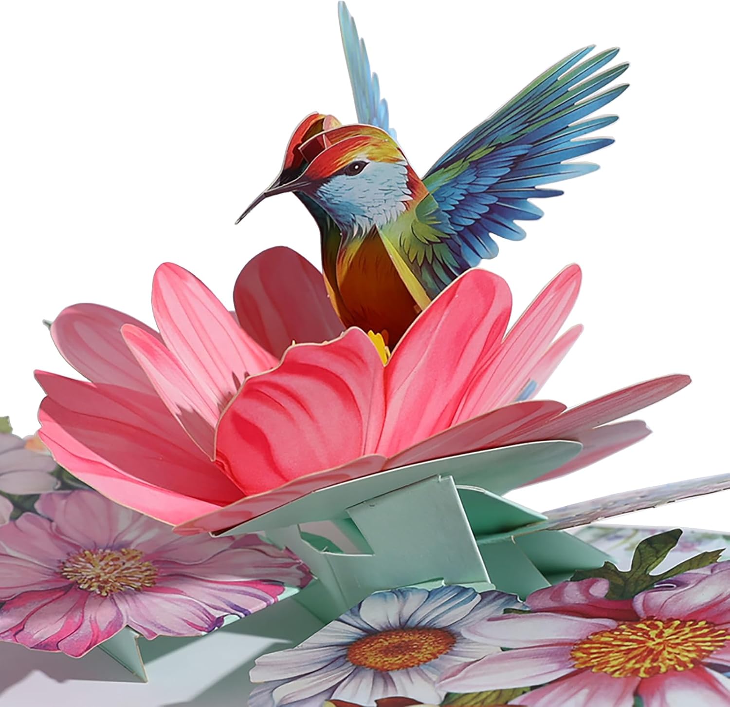 Greeting Cards Hummingbirds Flower, 3D Pop Up Birthday Gifts for Women Wife Mom Daughter Sister Aunt Grandmother, Anniversary Card, With Envelope (0685)