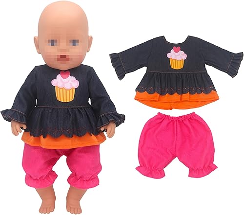 Miniatura 32 de SOTOGO 5 juegos de ropa de muñeca de bebé, trajes con sombreros para muñecas recién nacidas de 14 a 17 pulgadas, ropa de muñecas americanas de 18