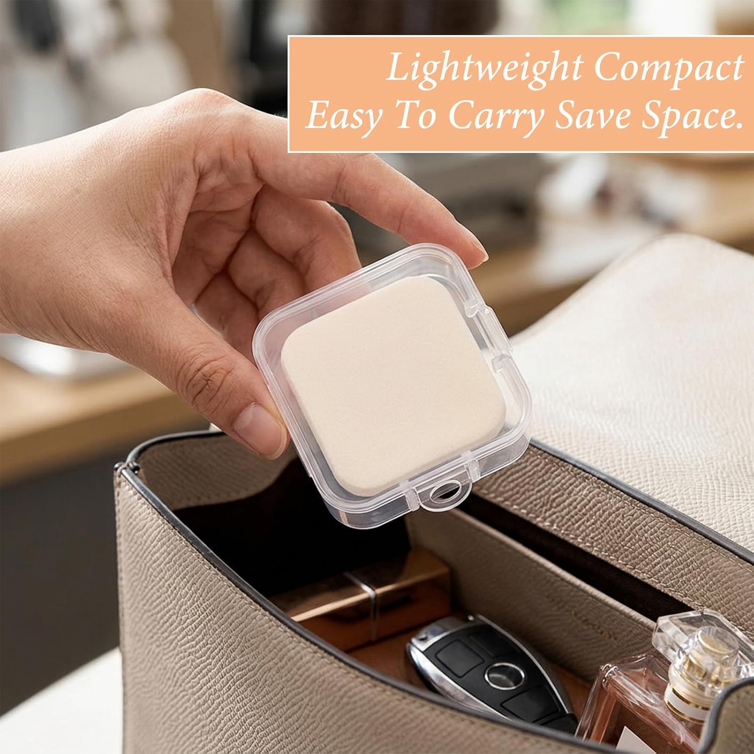 12 PCS Clear Makeup Puff Case Square Powder Holder Cases image 4