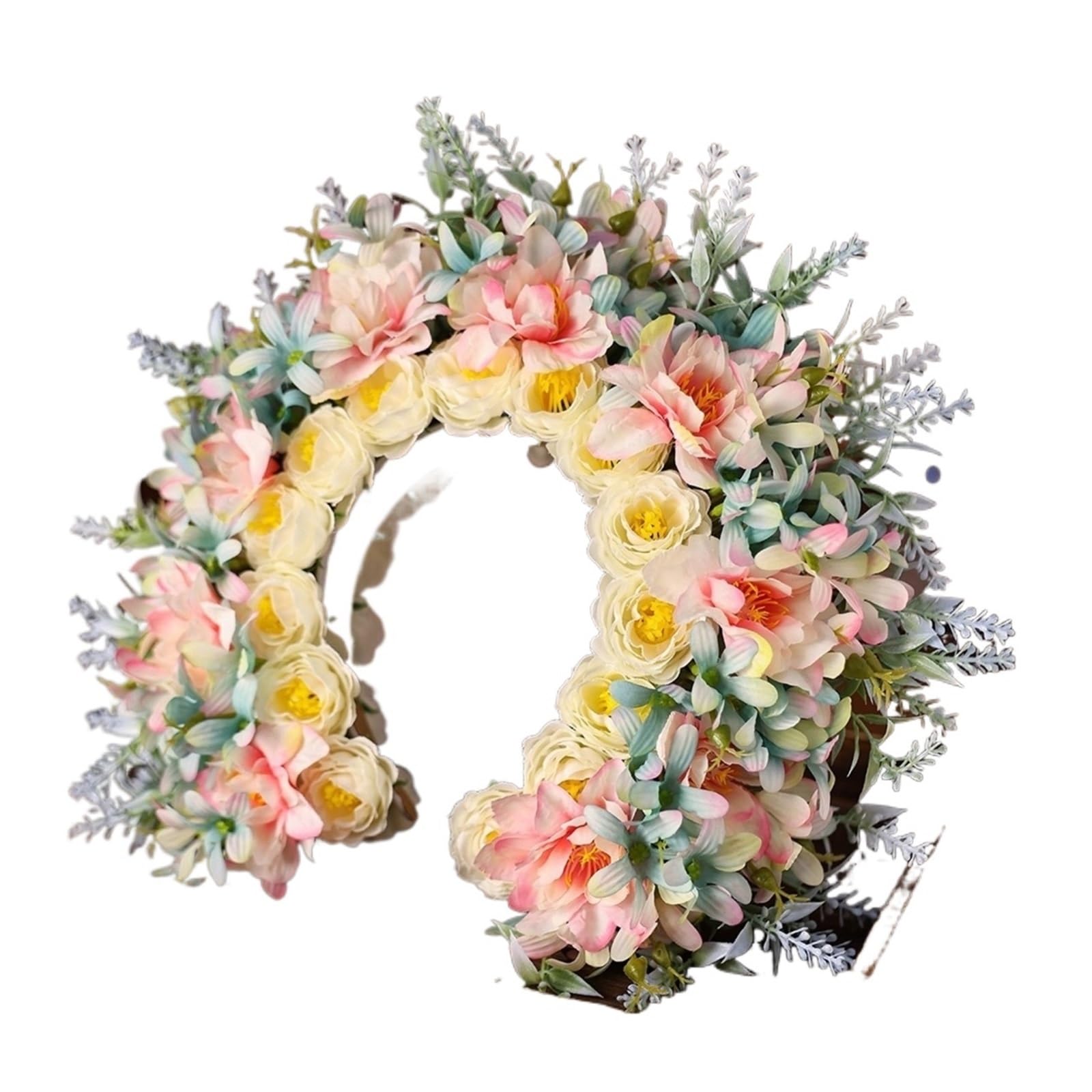Haarreif mit künstlicher Blumenkrone Künstliches mehrfarbiges Blumenkronen-Stirnband for Frauen, Braut, Hochzeit, Haarschmuck(Color5)