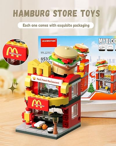 Miniatura 3 de LITTCO Bloques de construcción City Burger House, cumpleaños y Halloween, juguetes compatibles con Lego McDonalds, juego de 167 piezas