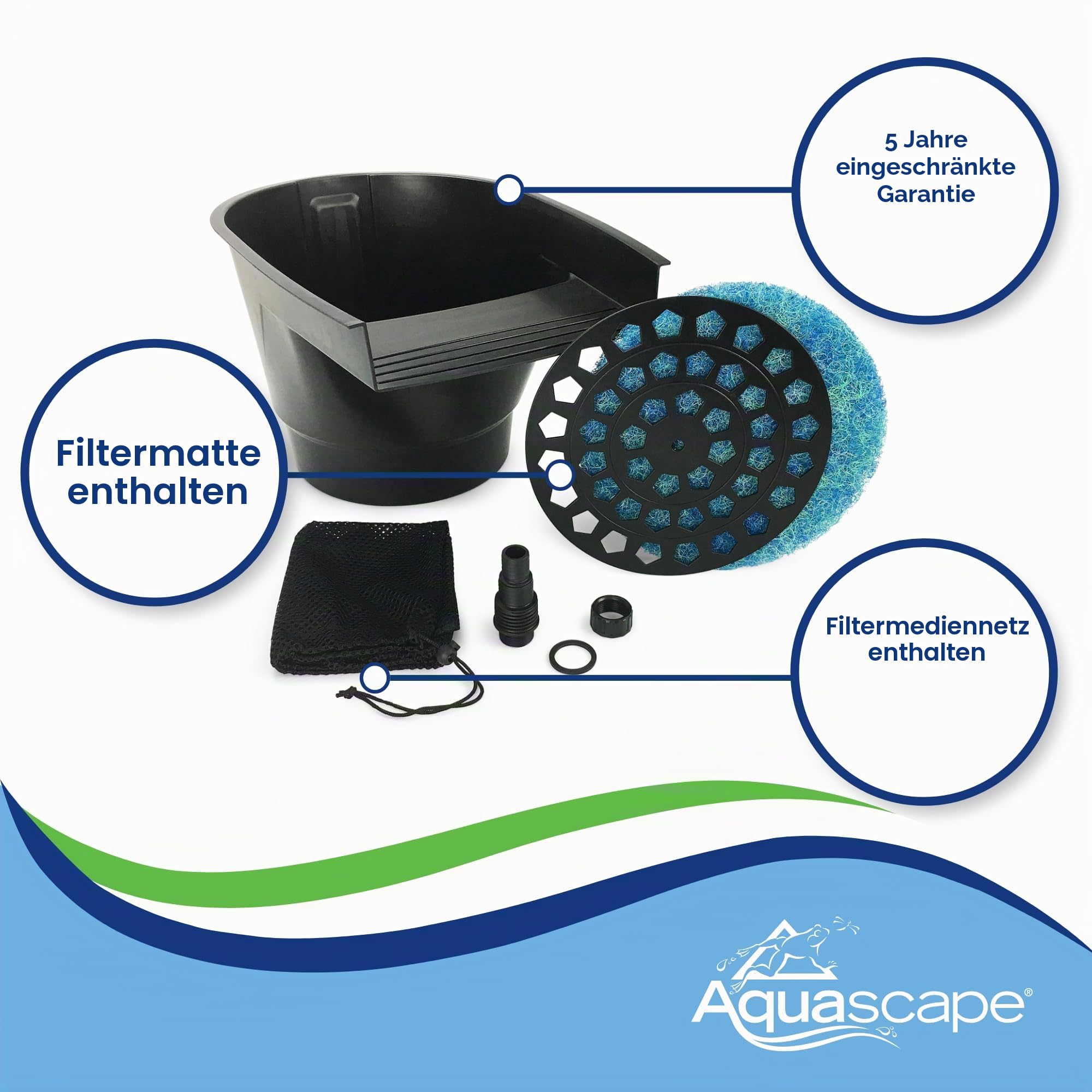 Aquascape 77020 Teichfilter und Wasserfall, effiziente mechanische und biologische Filtration, kompakt