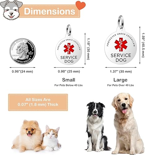 Miniatura 2 de Placa para perro de servicio, etiquetas de perro GISUERY grabadas para mascotas con 4 líneas personalizadas, se fija fácilmente al arnés del chaleco