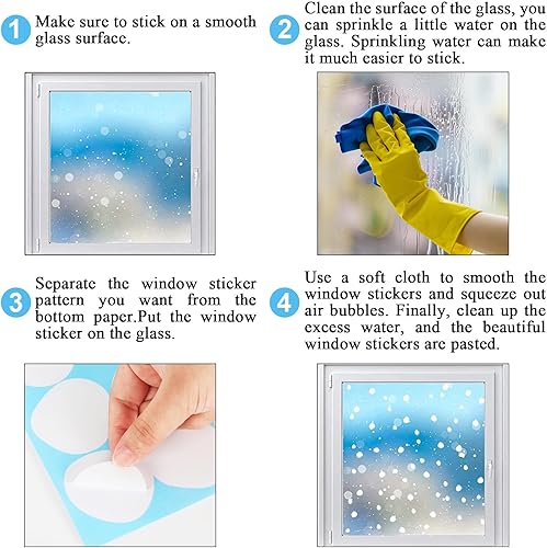 Miniatura 7 de AnyDesign - 214 calcomanías de ventana de Navidad de doble cara blanca de Navidad irregulares para ventana, calcomanías de ventana de vacaciones de